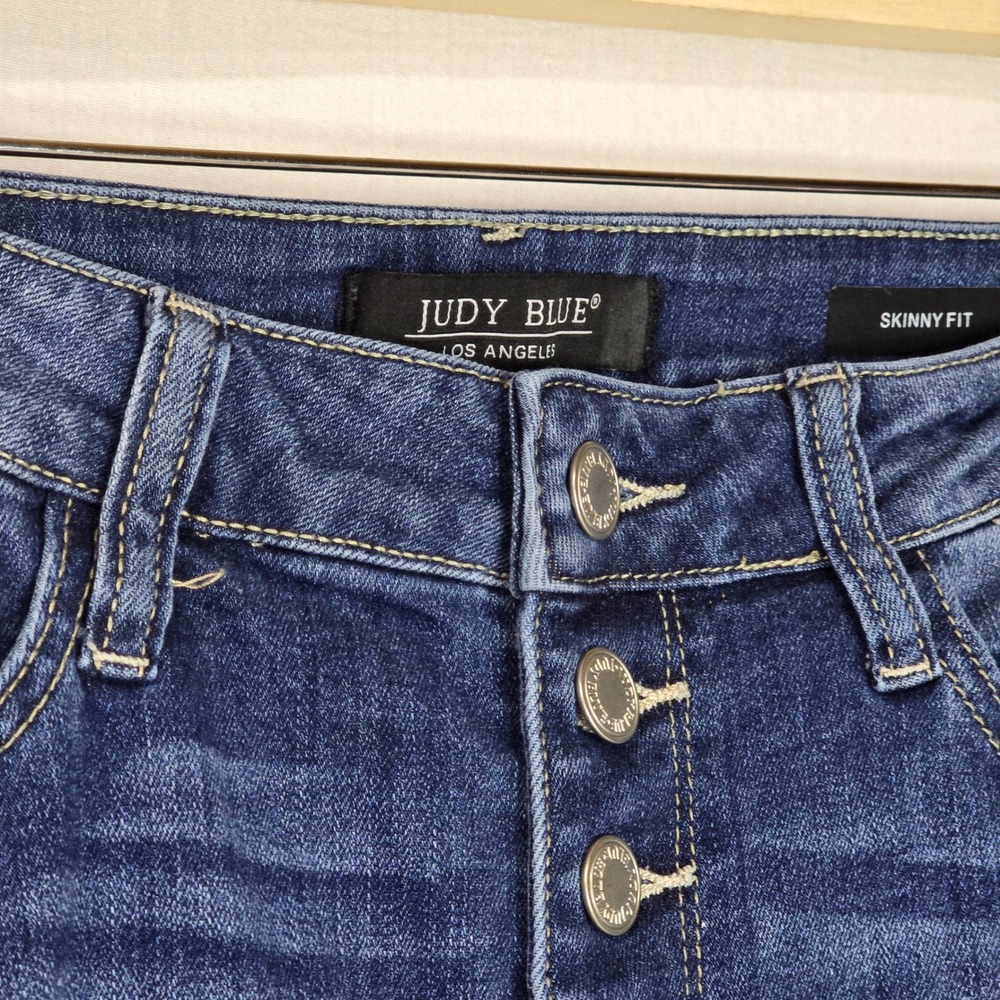 Judy Blue JB88477 Skinny Jeans Women 9/29 Dark Wash Cotton Blend Distressed Edgy - Picture 5 of 7